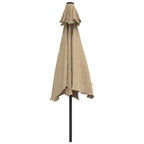 Sonnenschirm mit LED-Leuchten und Stahlmast 300 cm Taupe