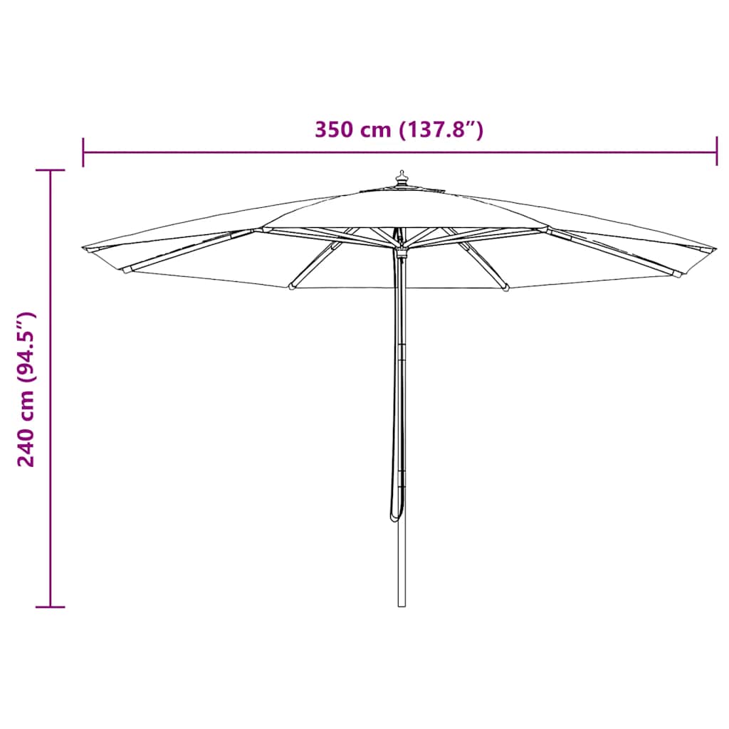 Sonnenschirm mit Holzmast 350 cm Grün