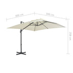 Ampelschirm mit Aluminiummast 300 x 300 cm Sand