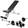 Hantelbank mit Langhantel und Kurzhantel Set 30,5 kg