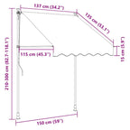 Einziehbare Markise Handbetrieben 150 cm Cremeweiß