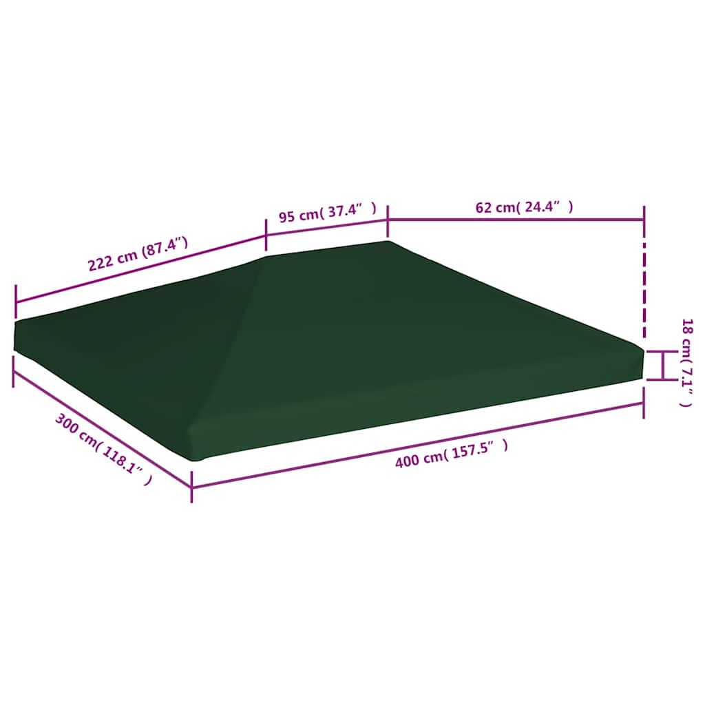 Pavillondach 310 g/m² 4x3 m Grün