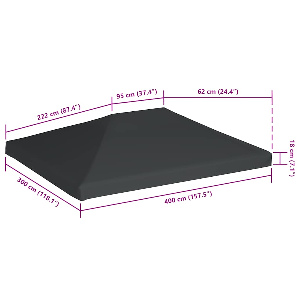 Pavillondach 310 g/m² 4x3 m Grau