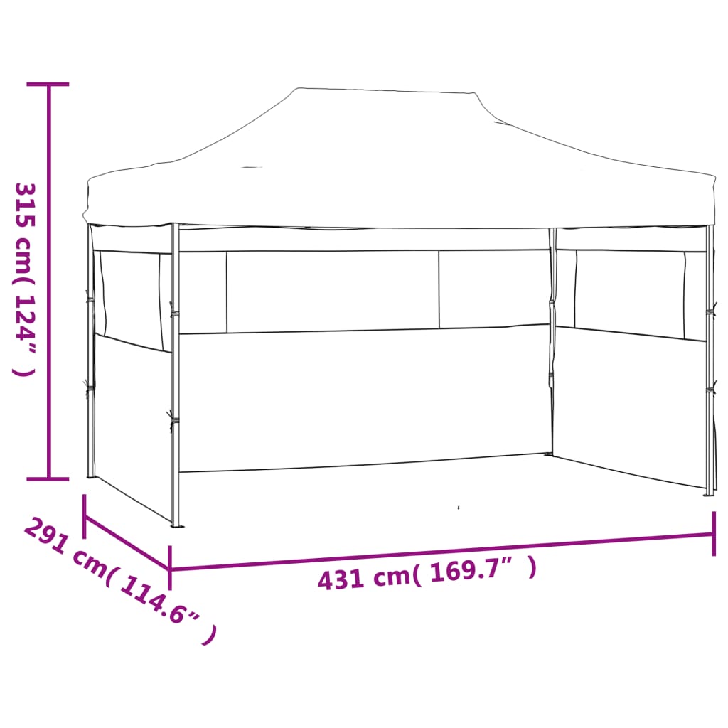 Faltzelt mit 3 Seitenteilen 3x4,5 m Blau