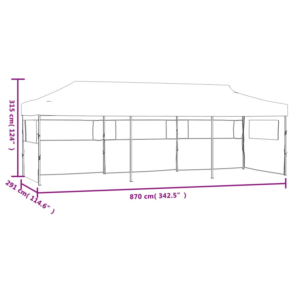Faltzelt Partyzelt Pop-Up mit 5 Seitenwänden 870x291x315 cm Anthrazit