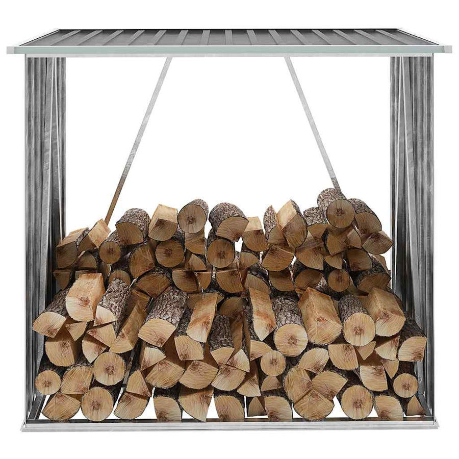 vidaXL Brennholzlager Verzinkter Stahl 163 x 83 x 154 cm Grau