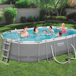 Bestway Power Stahlrahmen-Pool Set Oval 488x305x107 cm 56448