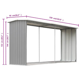 vidaXL Brennholzlager aus verzinktem Stahl 330 x 92 x 153 cm Grau