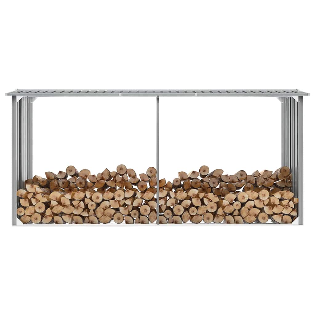 vidaXL Brennholzlager aus verzinktem Stahl 330 x 92 x 153 cm Grau