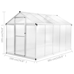 vidaXL Gewächshaus Aluminium 302x190x195 cm 11,19 m³