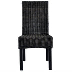 Esszimmerstühle 4 Stk. Schwarz Kubu Rattan und Mangoholz