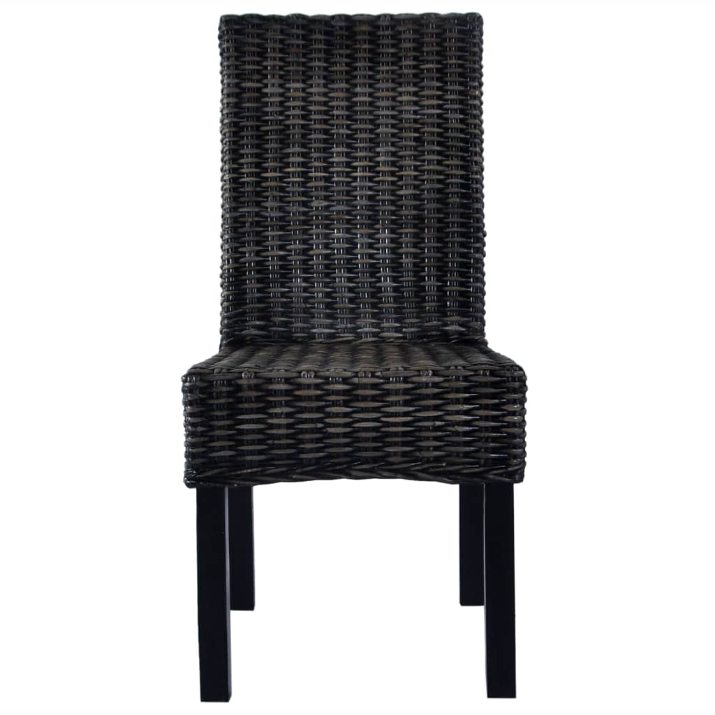Esszimmerstühle 6 Stk. Schwarz Kubu Rattan und Mangoholz