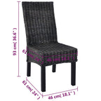 Esszimmerstühle 6 Stk. Schwarz Kubu Rattan und Mangoholz