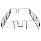 Hunde-Laufstall 16 Paneele Stahl 60x80 cm Schwarz