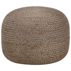 Handgefertigter Sitzpuff Hellgrau 45 x 30 cm Jute