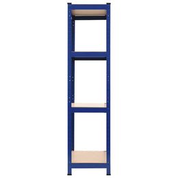 Lagerregal mit 4 Böden Blau Stahl & Holzwerkstoff