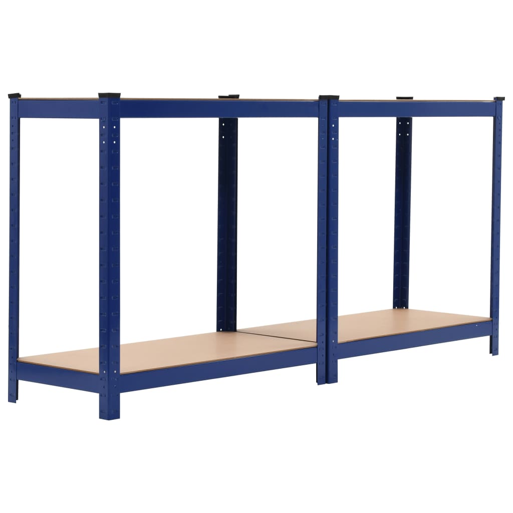 Lagerregale mit 4 Böden 2 Stk. Blau Stahl & Holzwerkstoff