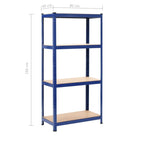 Lagerregale mit 4 Böden 2 Stk. Blau Stahl & Holzwerkstoff