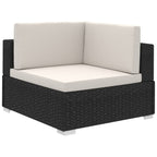 12-tlg. Garten-Lounge-Set mit Auflagen Poly Rattan Schwarz