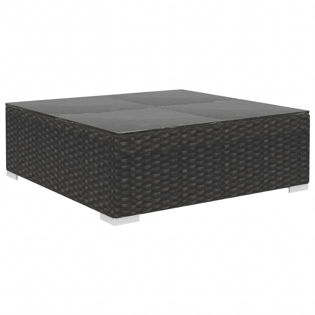 12-tlg. Garten-Lounge-Set mit Auflagen Poly Rattan Schwarz