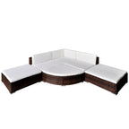 6-tlg. Garten-Lounge-Set mit Auflagen Poly Rattan Braun
