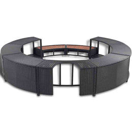 vidaXL Whirlpool-Umrandung Schwarz Poly-Rattan