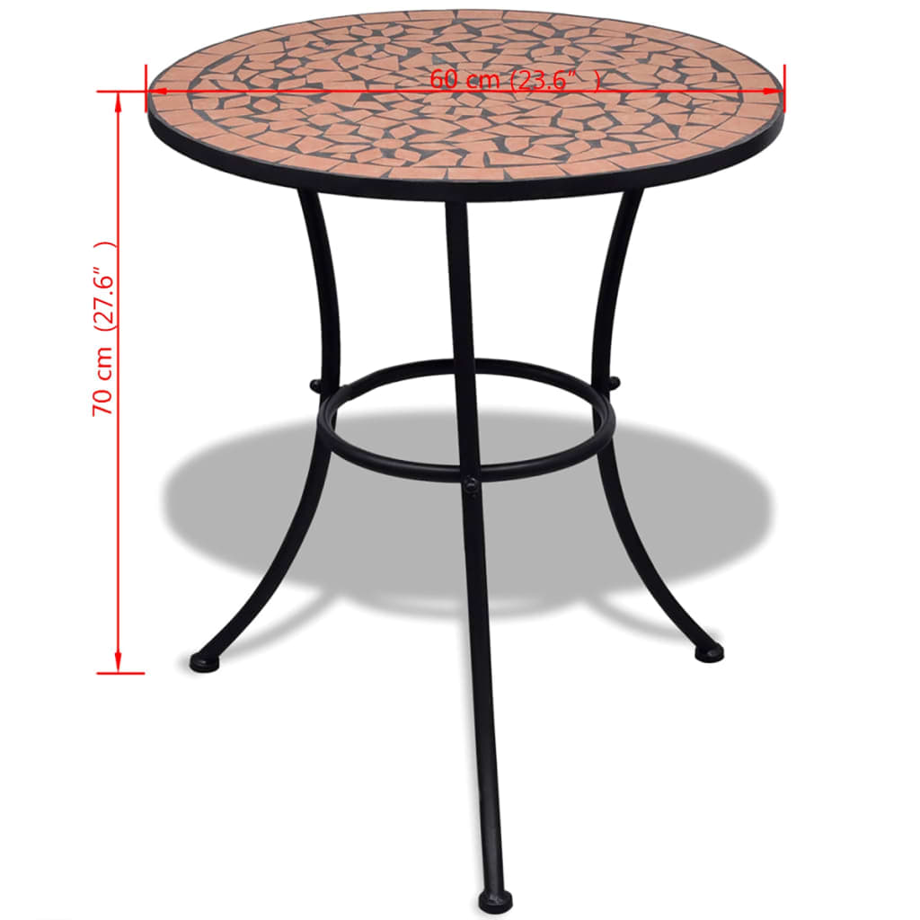 Bistrotisch Terrakotta-Rot 60 cm Mosaik