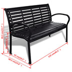 Gartenbank 125 cm Stahl und WPC Schwarz