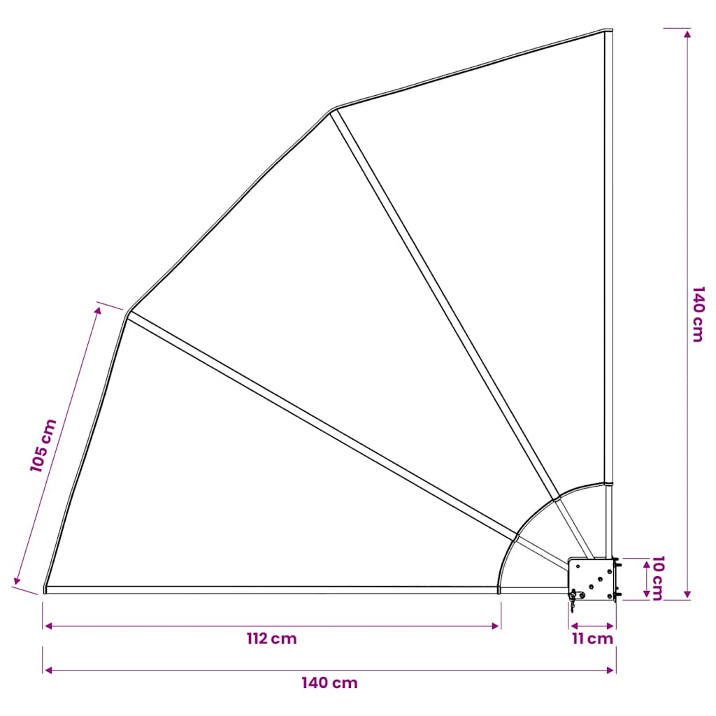 Faltbarer Balkonfächer Grau 140×140 cm