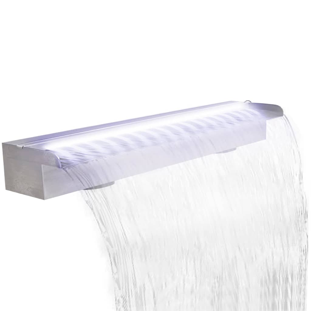 vidaXL Pool-Wasserfall Fontäne mit LEDs Rechteckig Edelstahl 90 cm