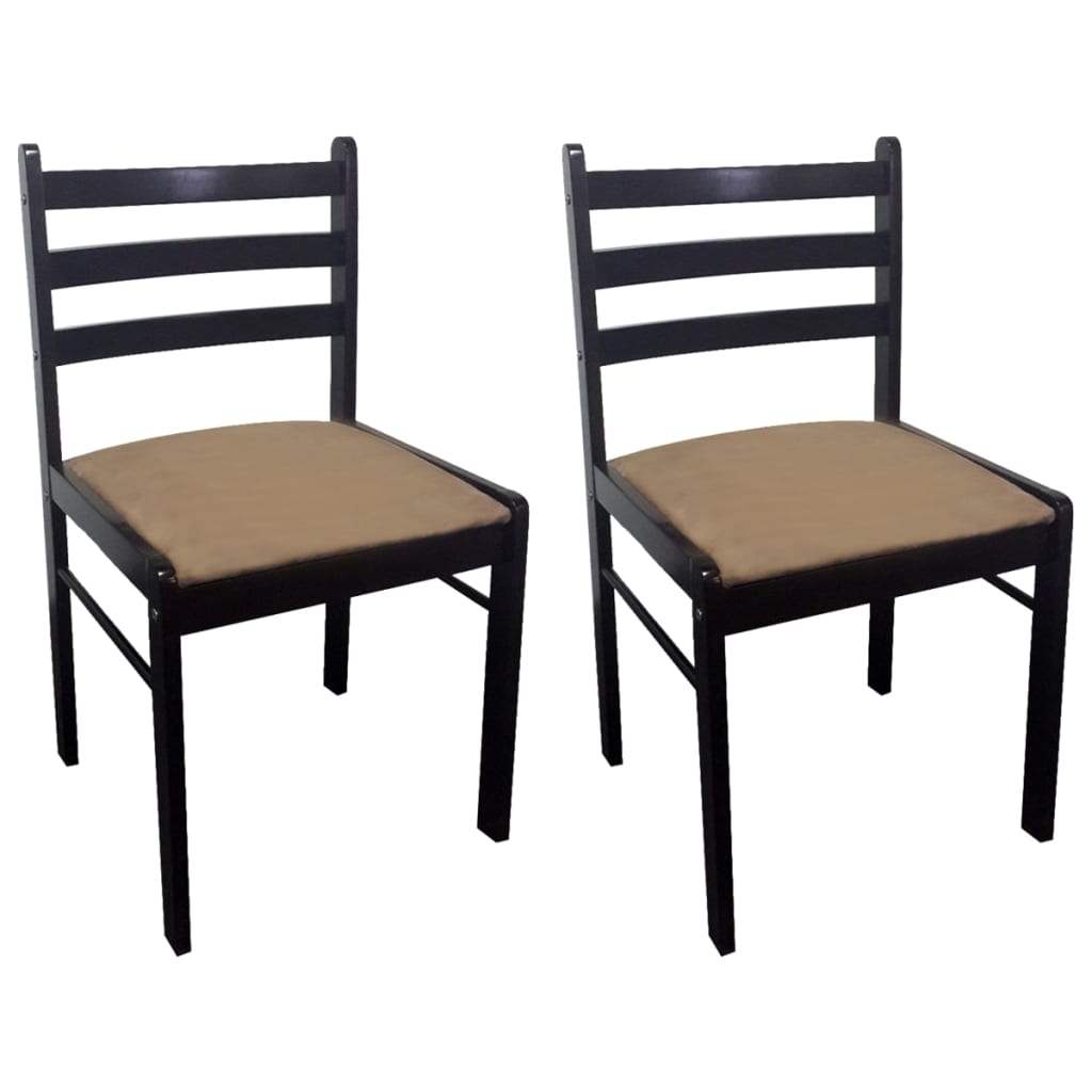 Esszimmerstühle 2 Stk. Braun Massivholz Gummibaum und Samt