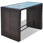 7-tlg. Gartenbar-Set mit Auflagen Poly Rattan Braun