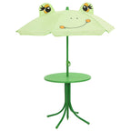 3-tlg. Garten-Bistro-Set für Kinder mit Sonnenschirm Grün
