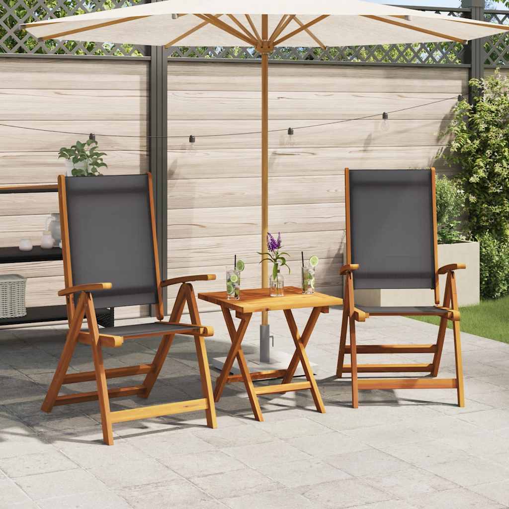 Gartenstühle 2 Stk. Klappbar Massivholz Akazie und Textilene