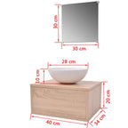 3-tlg. Badmöbel und Waschbecken Set Beige