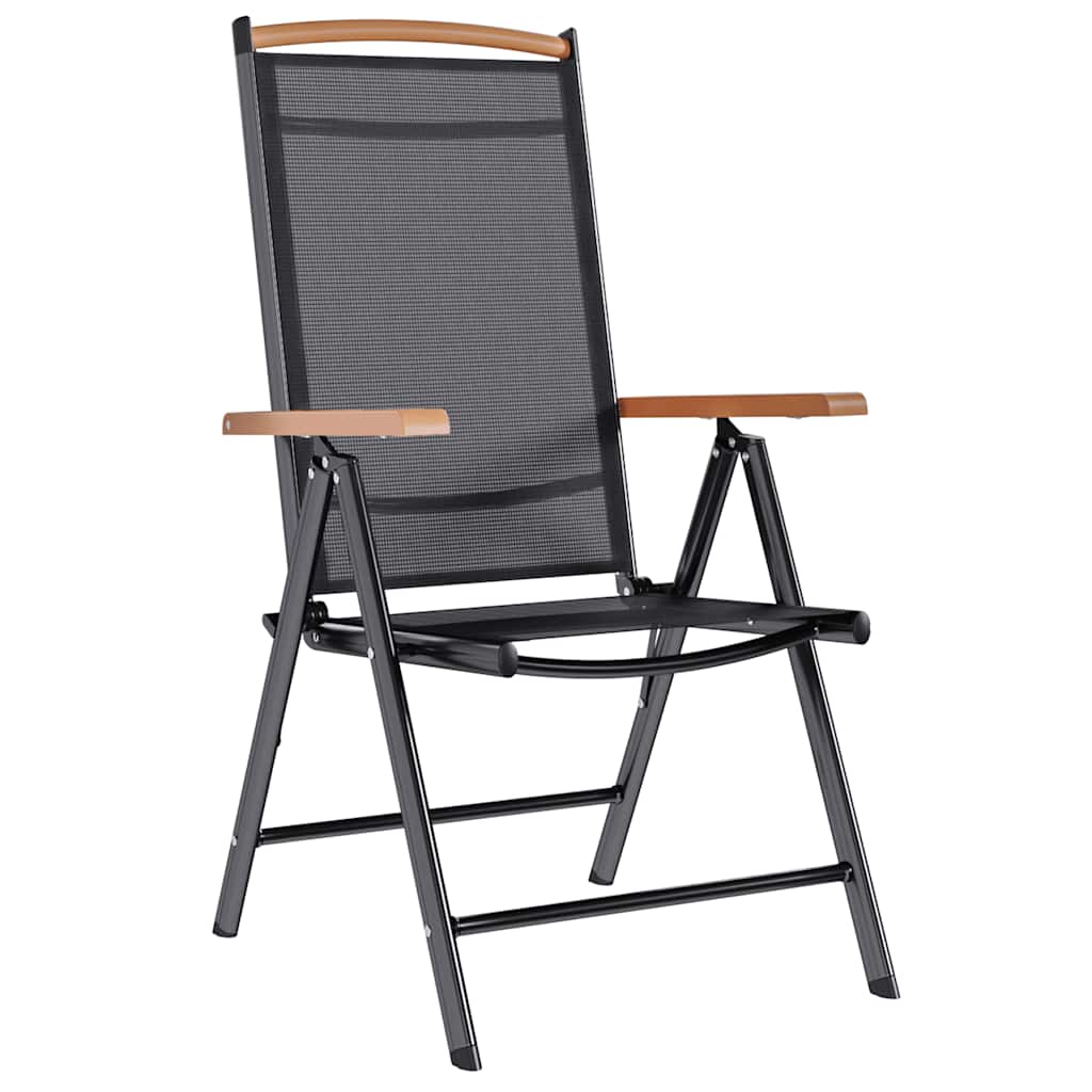 Gartenstühle Klappbar 2 Stk. Aluminium und Textilene Schwarz