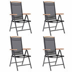 Gartenstühle Klappbar 4 Stk. Aluminium und Textilene Schwarz