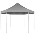 Pop-Up-Partyzelt Hexagonal Faltbar Grau 3,6x3,1 m