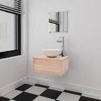 4-tlg. Badmöbel-Set mit Waschbecken und Wasserhahn Beige