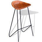 Barhocker 2 Stk. Schwarz und Braun Echtleder