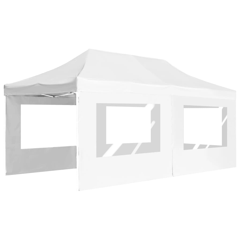 Profi-Partyzelt Faltbar mit Wänden Aluminium 6×3m Weiß