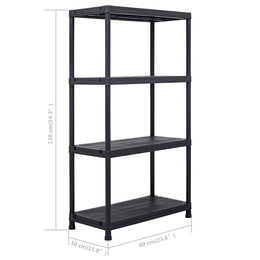 Lagerregal Schwarz 100 kg 60 x 30 x 138 cm Kunststoff