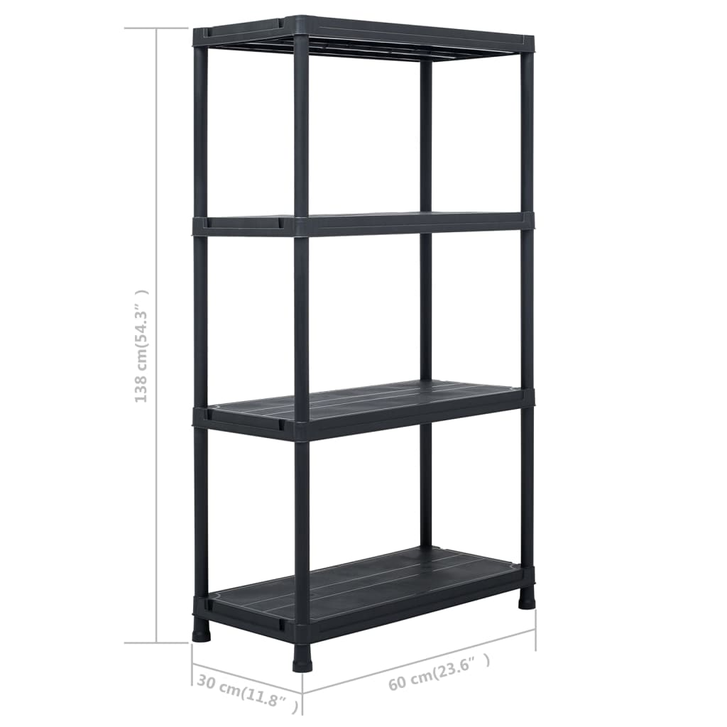 Lagerregal Schwarz 100 kg 60 x 30 x 138 cm Kunststoff