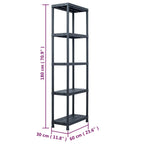 Lagerregal Schwarz 125 kg 60 x 30 x 180 cm Kunststoff