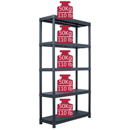 Lagerregal Schwarz 250 kg 80 x 40 x 180 cm Kunststoff