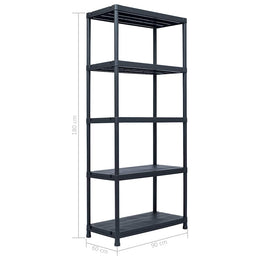 Lagerregal Schwarz 500 kg 90 x 60 x 180 cm Kunststoff