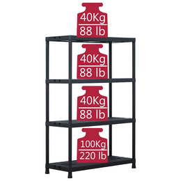 Lagerregal Schwarz 220 kg 90 x 40 x 138 cm Kunststoff