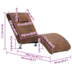 Chaiselongue mit Kissen Braun Wildleder-Optik