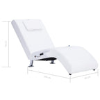 Massage-Chaiselongue mit Kissen Weiß Kunstleder