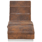 Massage Chaiselongue Braun Wildleder-Optik